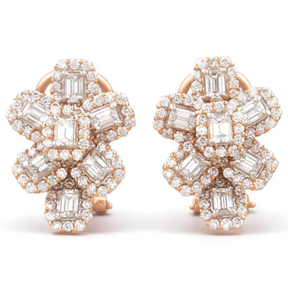 Flower Halo Diamond Huggie Earrings