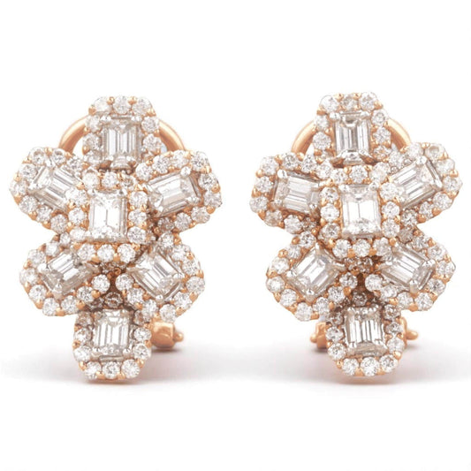 Flower Halo Diamond Huggie Earrings