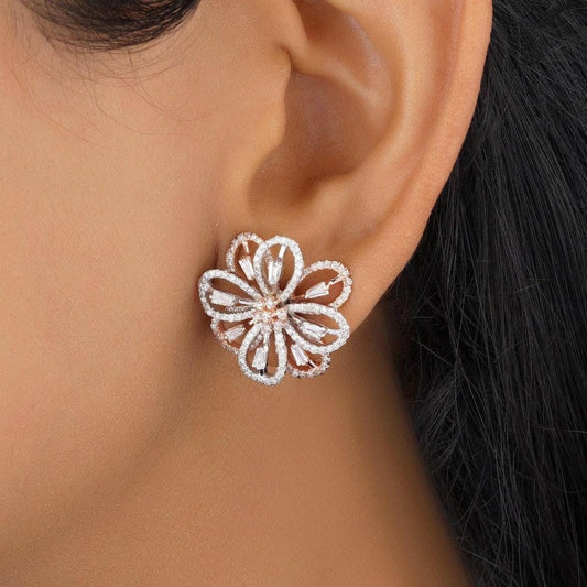 Flower Diamond Stud Earrings