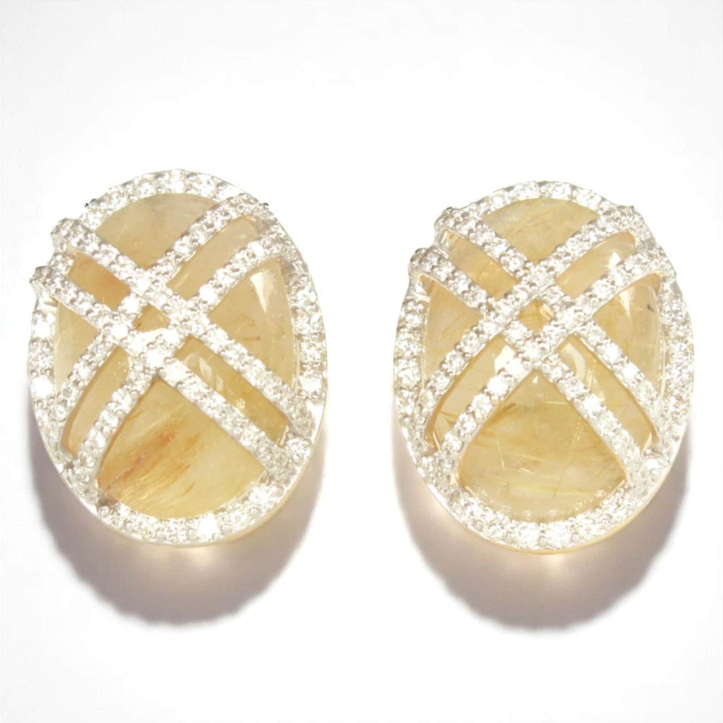 Oval Rutile Quartz Earrings