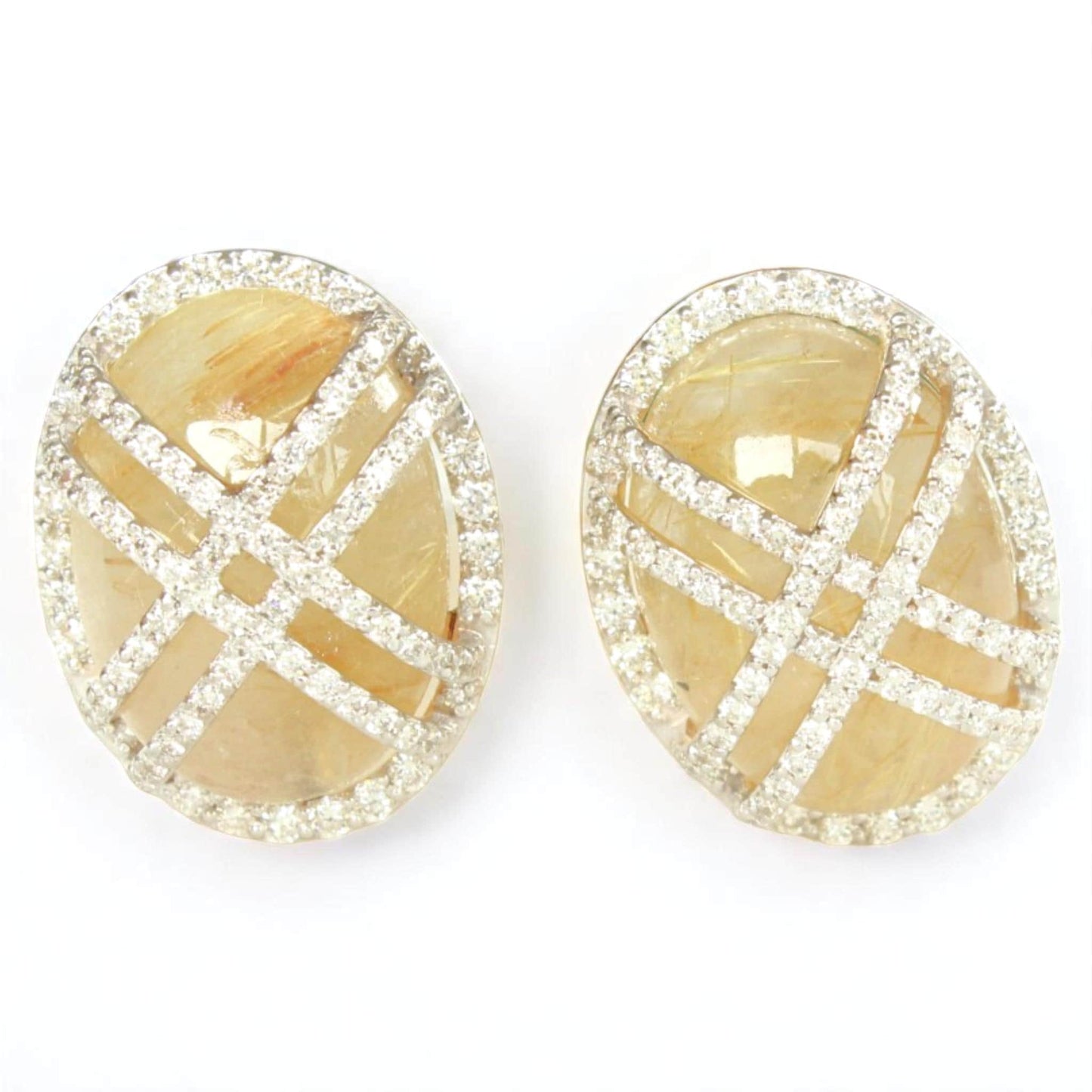 Oval Rutile Quartz Earrings
