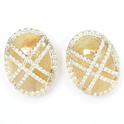 Oval Rutile Quartz Earrings