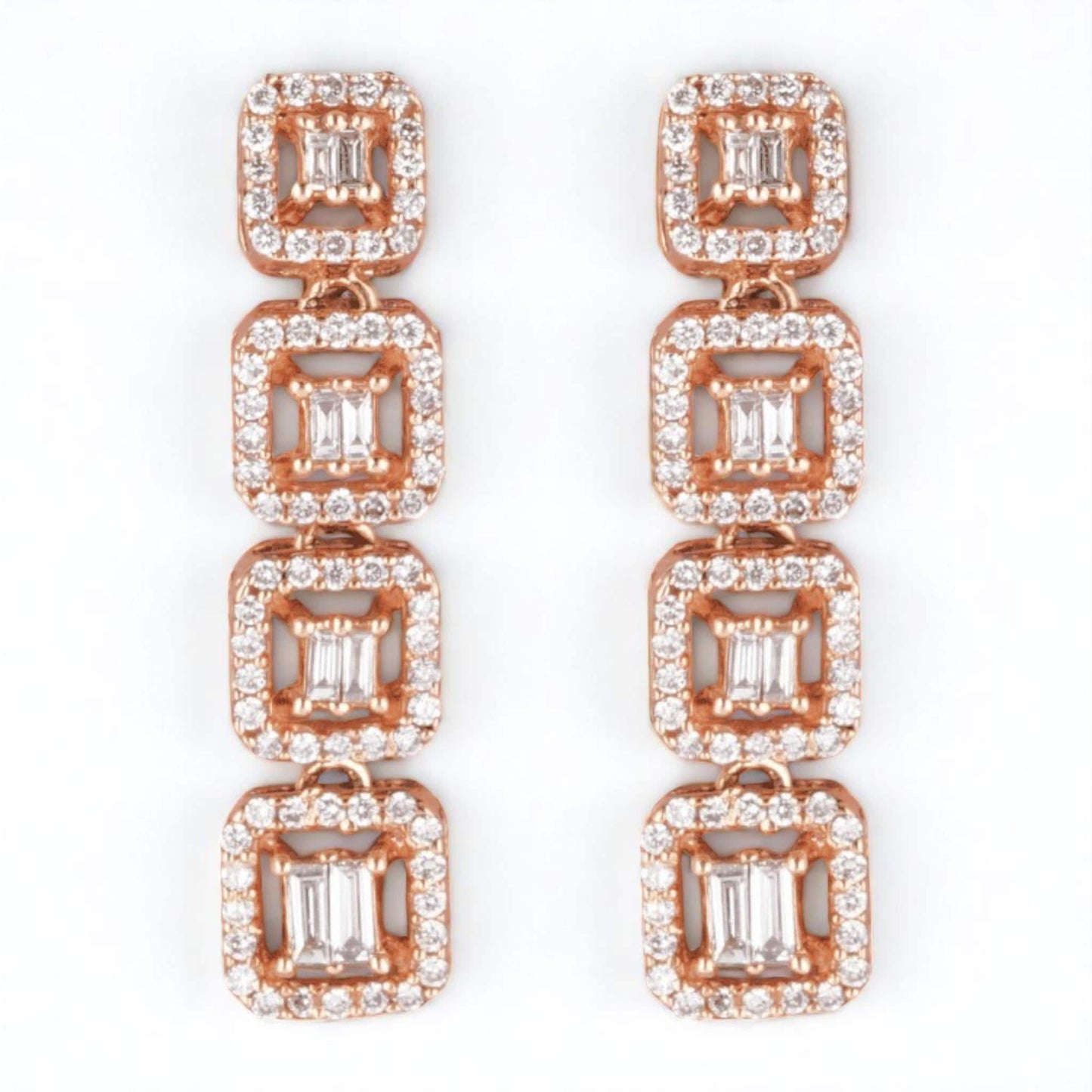 Geometric Diamond Dangle Earrings