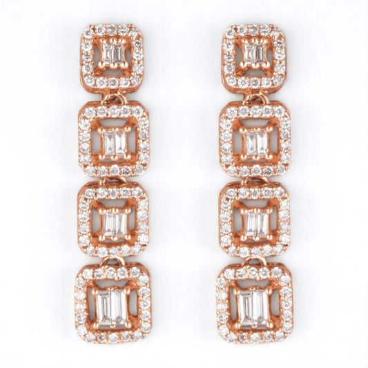 Geometric Diamond Dangle Earrings