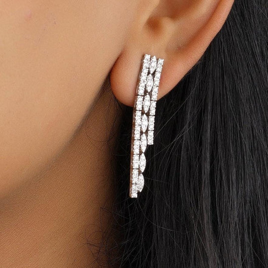 Waterfall Diamond Earrings In 14kt Solid Gold
