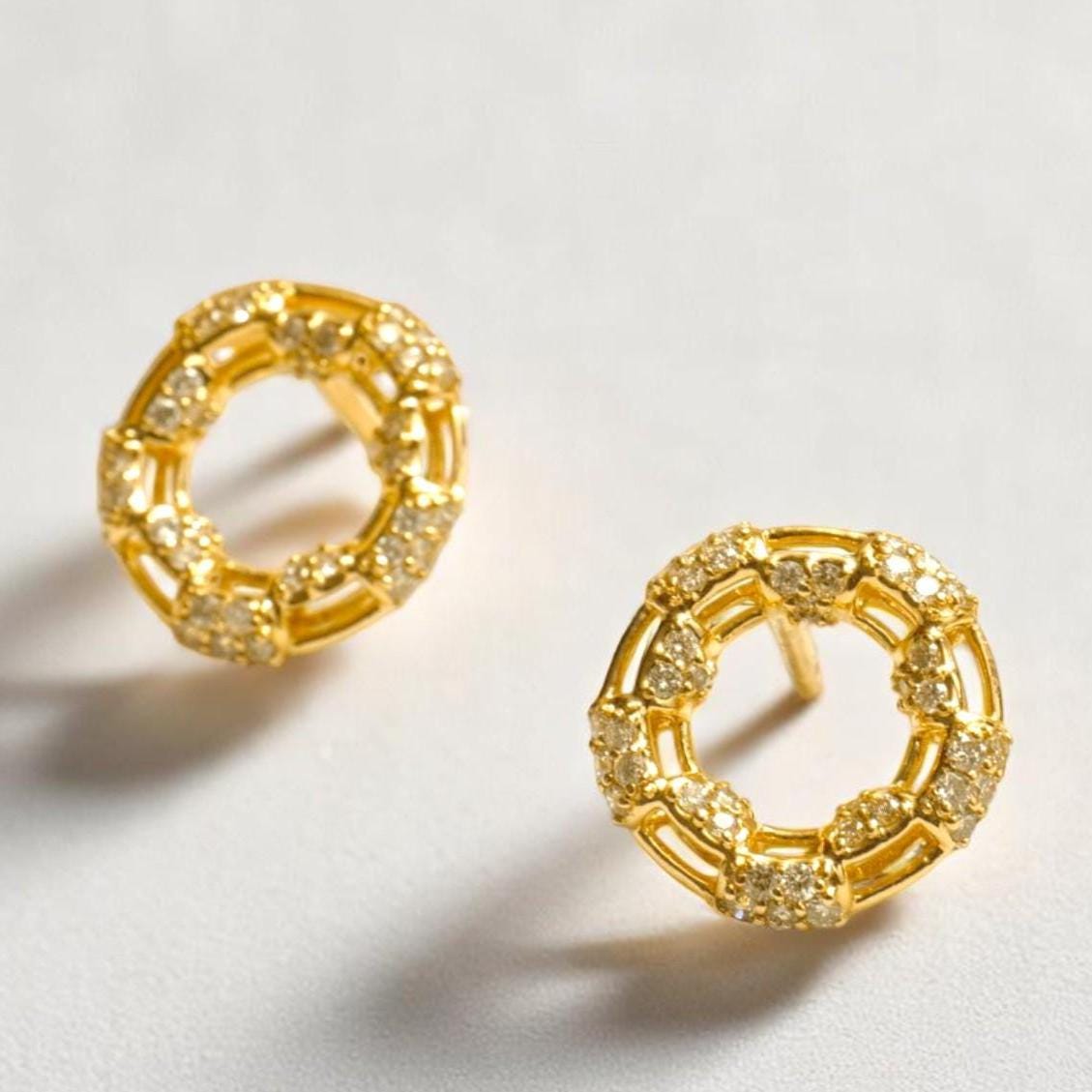 Round Cluster Natural Diamond Earrings