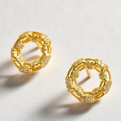 Round Cluster Natural Diamond Earrings