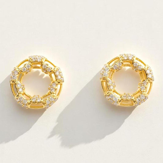 Round Cluster Natural Diamond Earrings