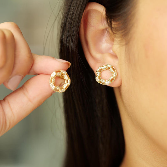 Round Cluster Natural Diamond Earrings