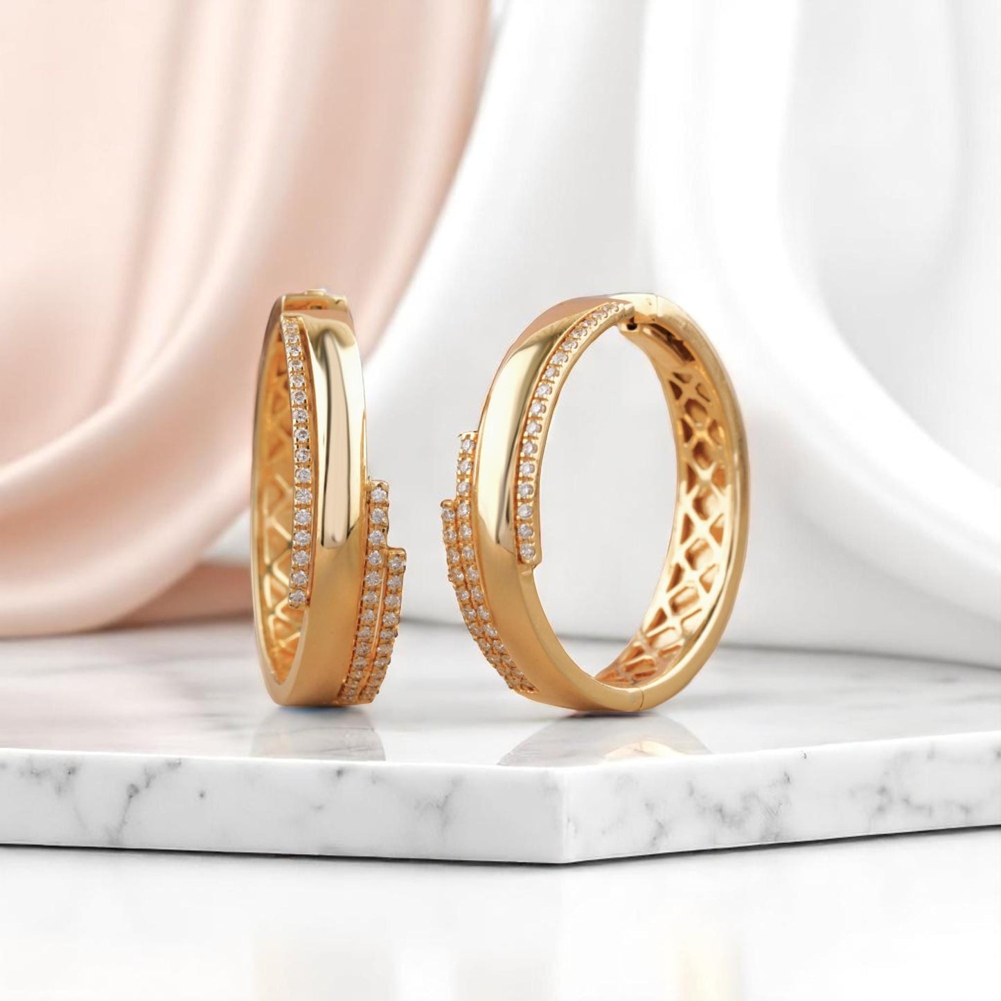 Layered Diamond Hoop Earrings
