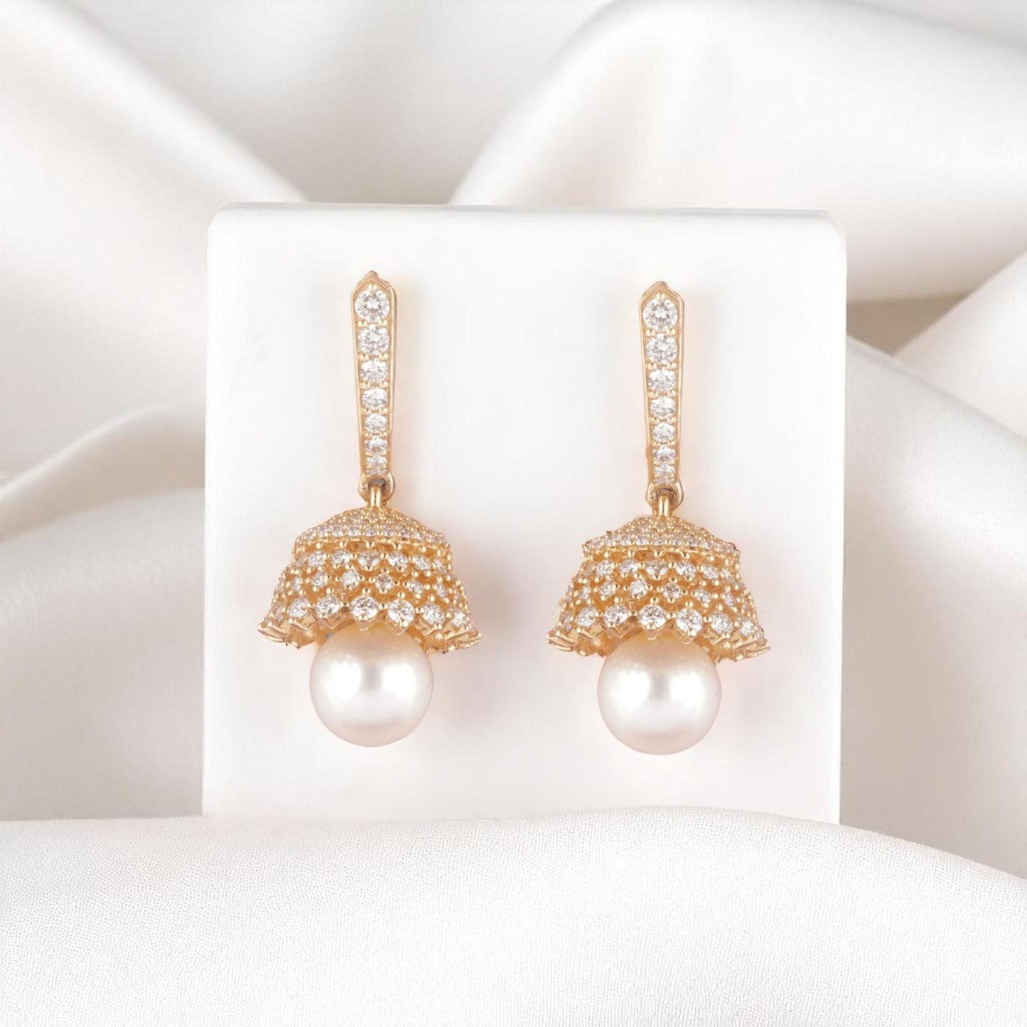 Pearl Drop Diamond Earrings
