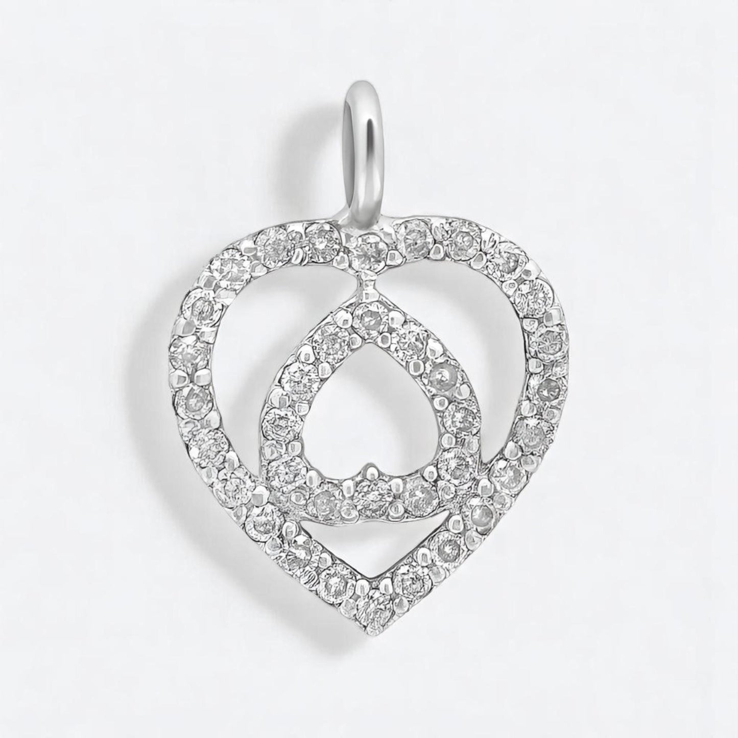 Double Heart Diamond Charm Pendant