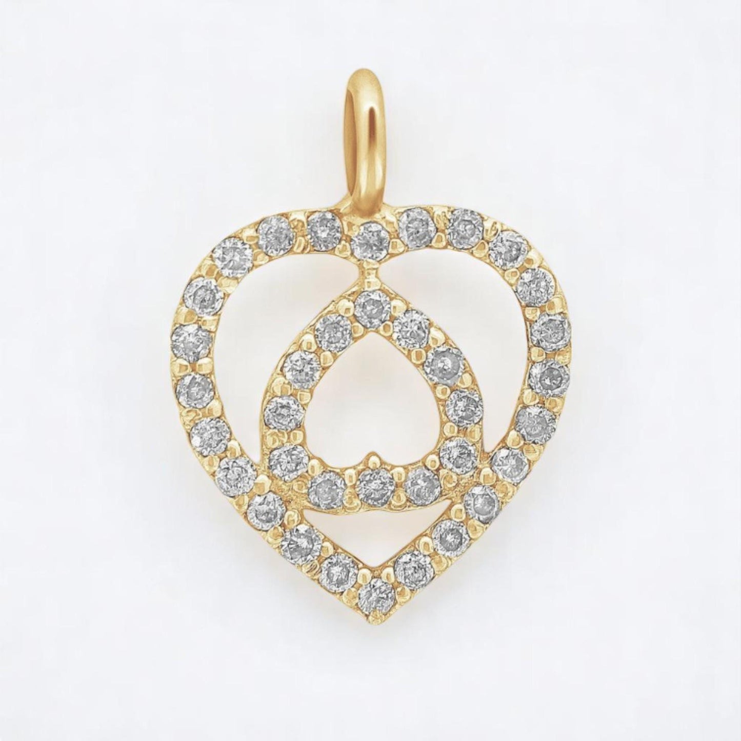 Double Heart Diamond Charm Pendant