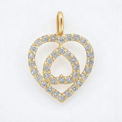 Double Heart Diamond Charm Pendant