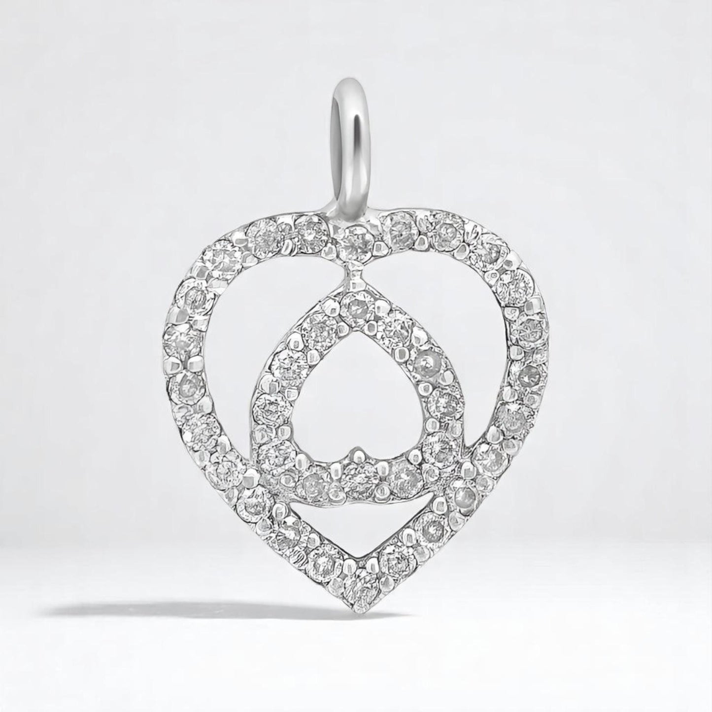 Double Heart Diamond Charm Pendant