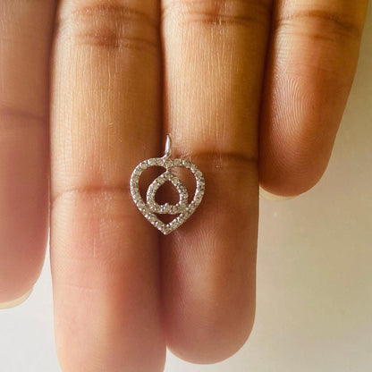 Double Heart Diamond Charm Pendant