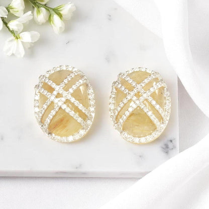 Oval Rutile Quartz Earrings
