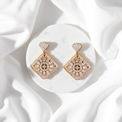 Floral Diamond Dangle Earrings