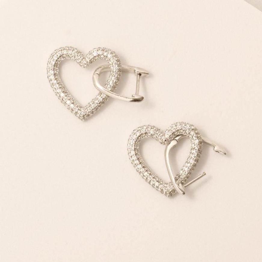 Open Heart Diamond Drop Earrings