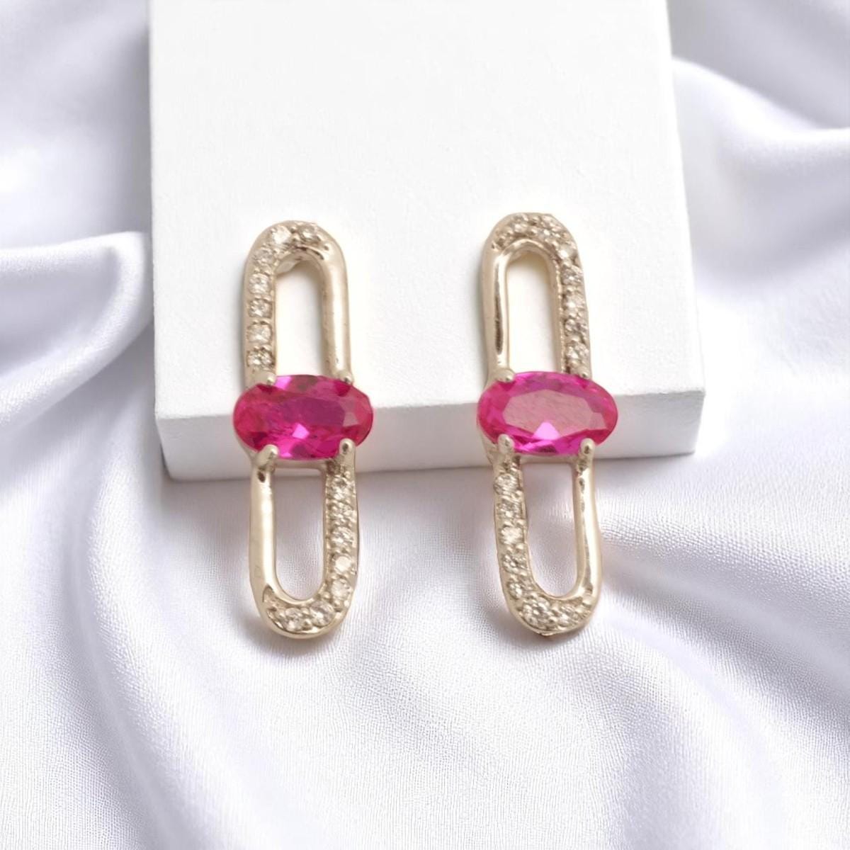 Paperclip Ruby Stud Earrings