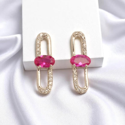 Paperclip Ruby Stud Earrings