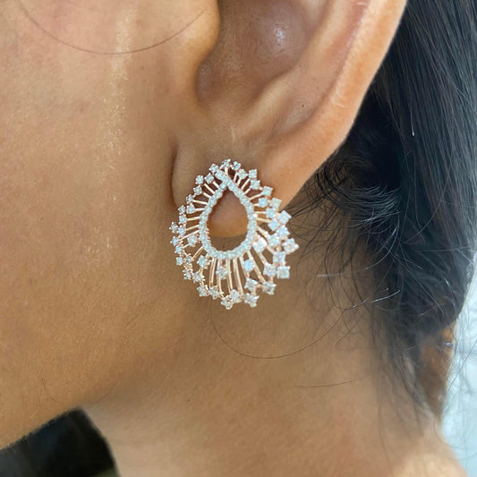 Peacock Feather Natural Diamond Stud