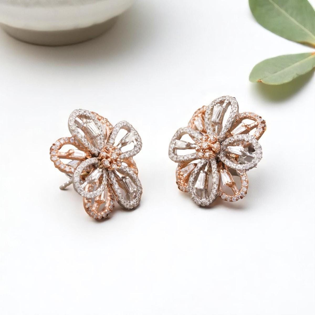 Flower Diamond Stud Earrings