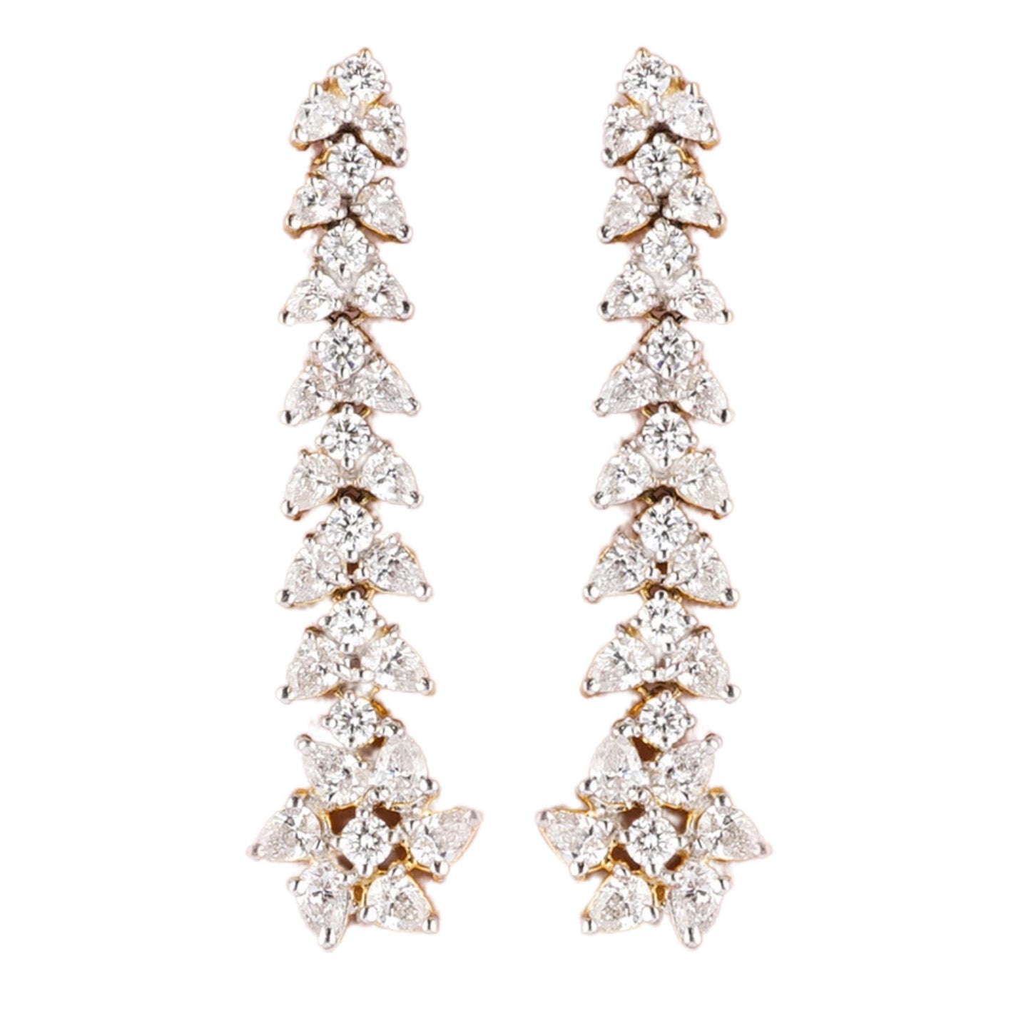 Floral Cluster Diamond Dangle Earrings