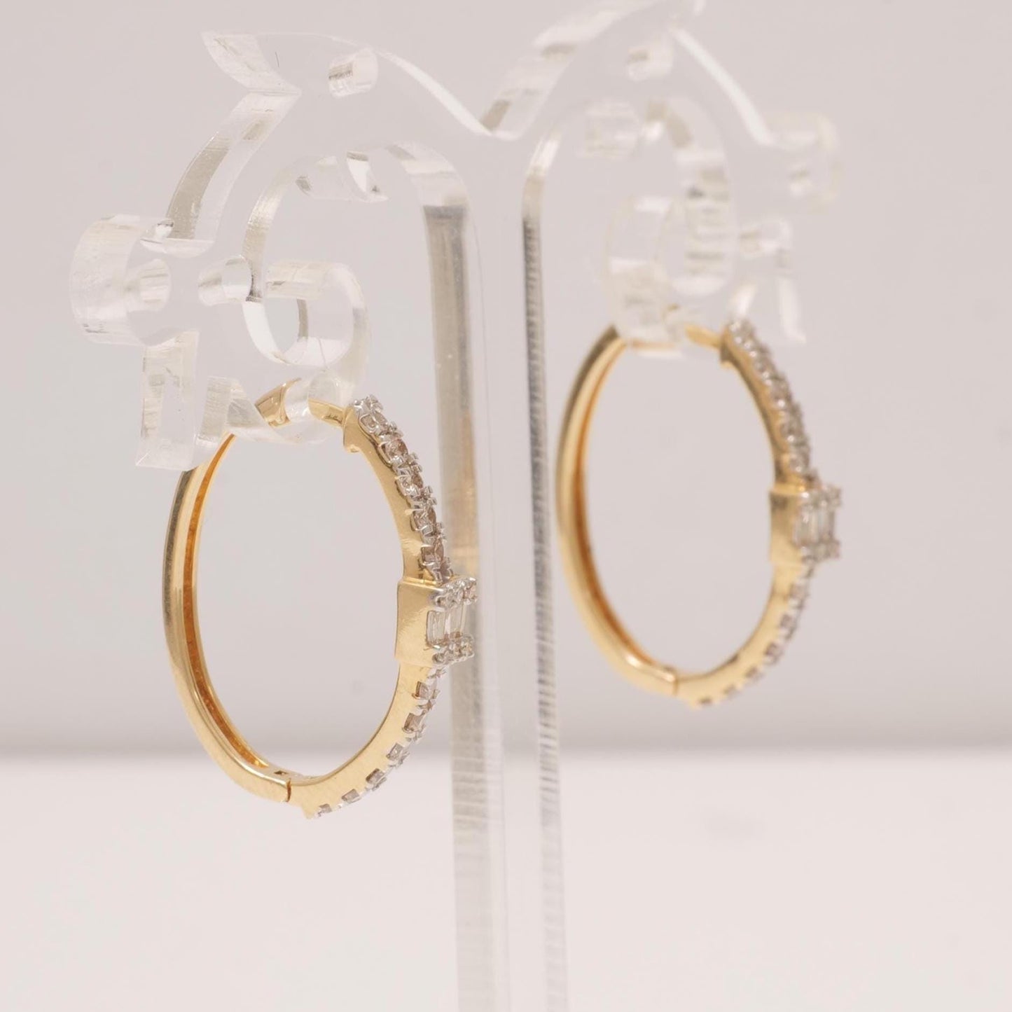 Oval Diamond Hoop Earrings