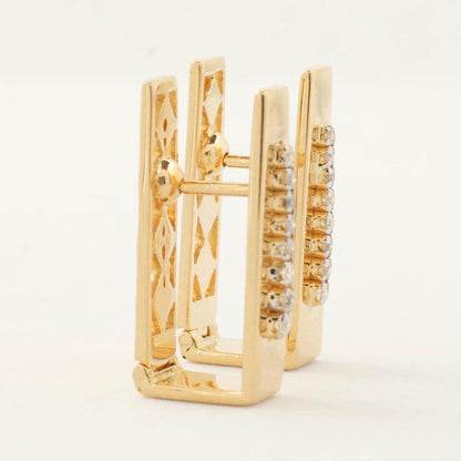 Rectangle Diamond Huggie Earrings