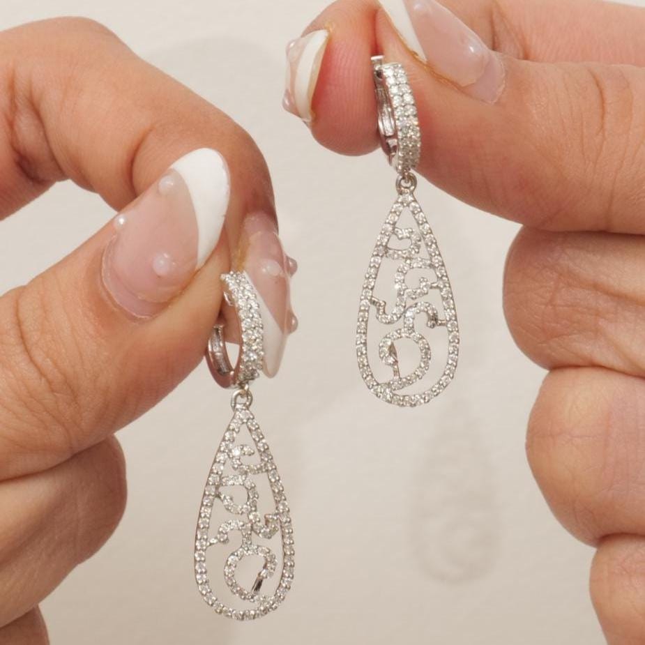 Teardrop Diamond Dangle Earrings
