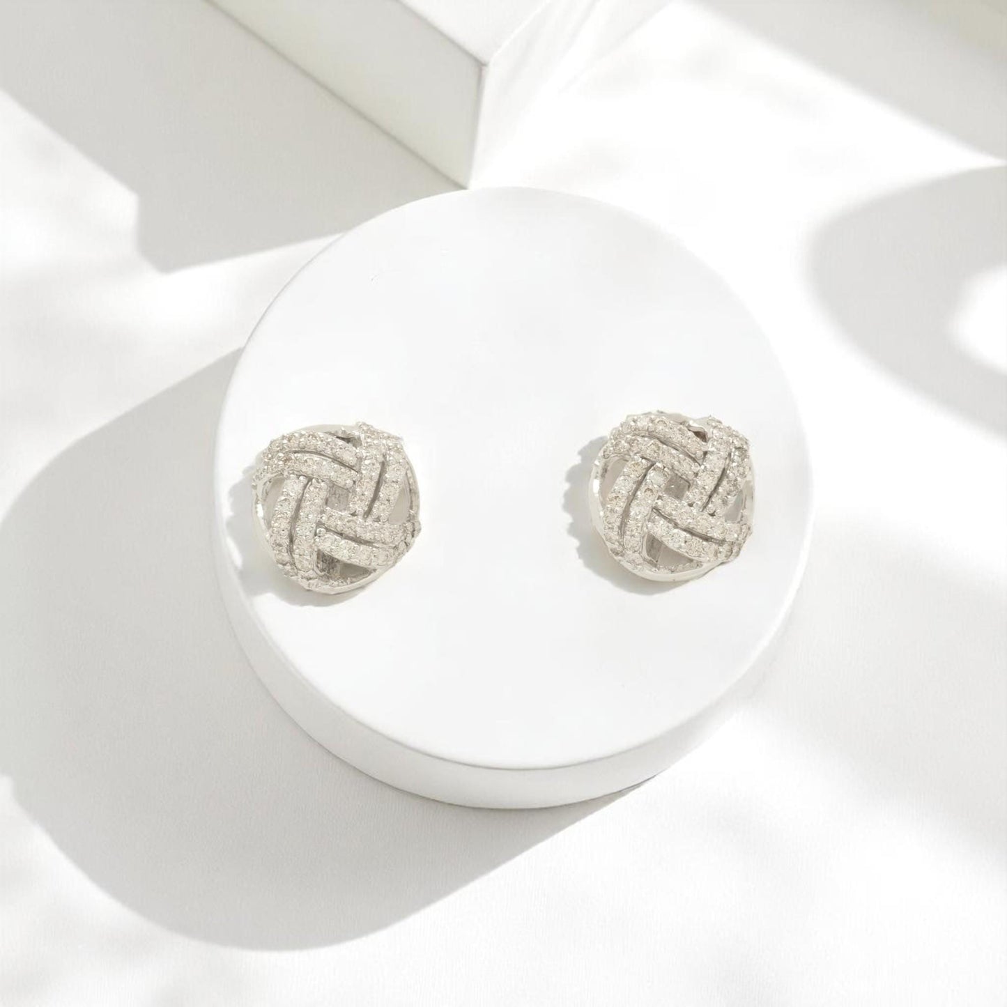 Knot Diamond Stud Earrings