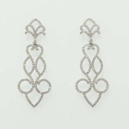 Scrollwork Chandelier Dangle Diamond Earrings