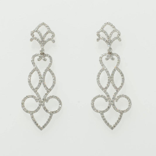 Scrollwork Chandelier Dangle Diamond Earrings