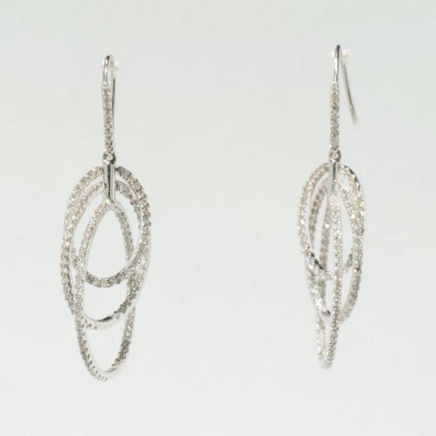 Triple Hoop Diamond Dangle Earrings