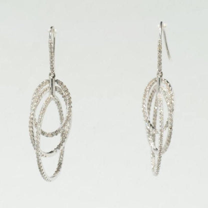 Triple Hoop Diamond Dangle Earrings