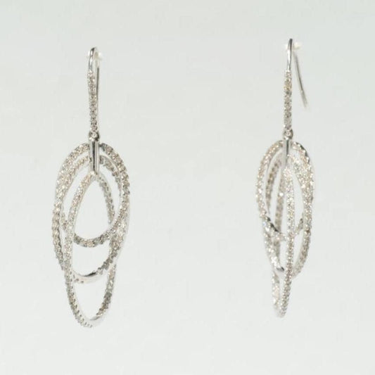 Triple Hoop Diamond Dangle Earrings