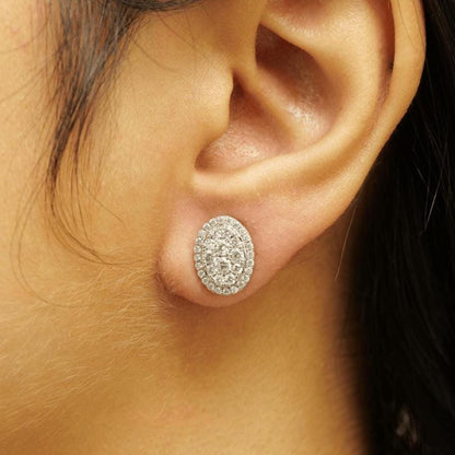Oval Halo Diamond Stud Earrings