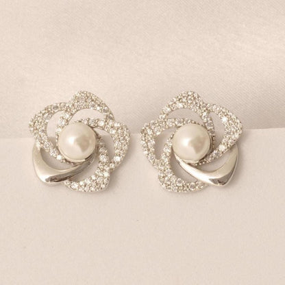 Floral Pearl Diamond Earrings