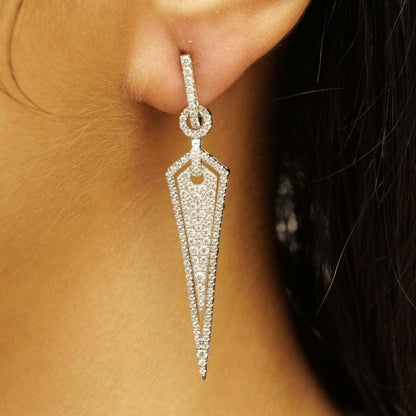 Geometric Halo Spike Diamond Earrings