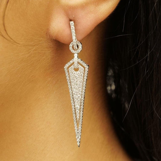 Geometric Halo Spike Diamond Earrings