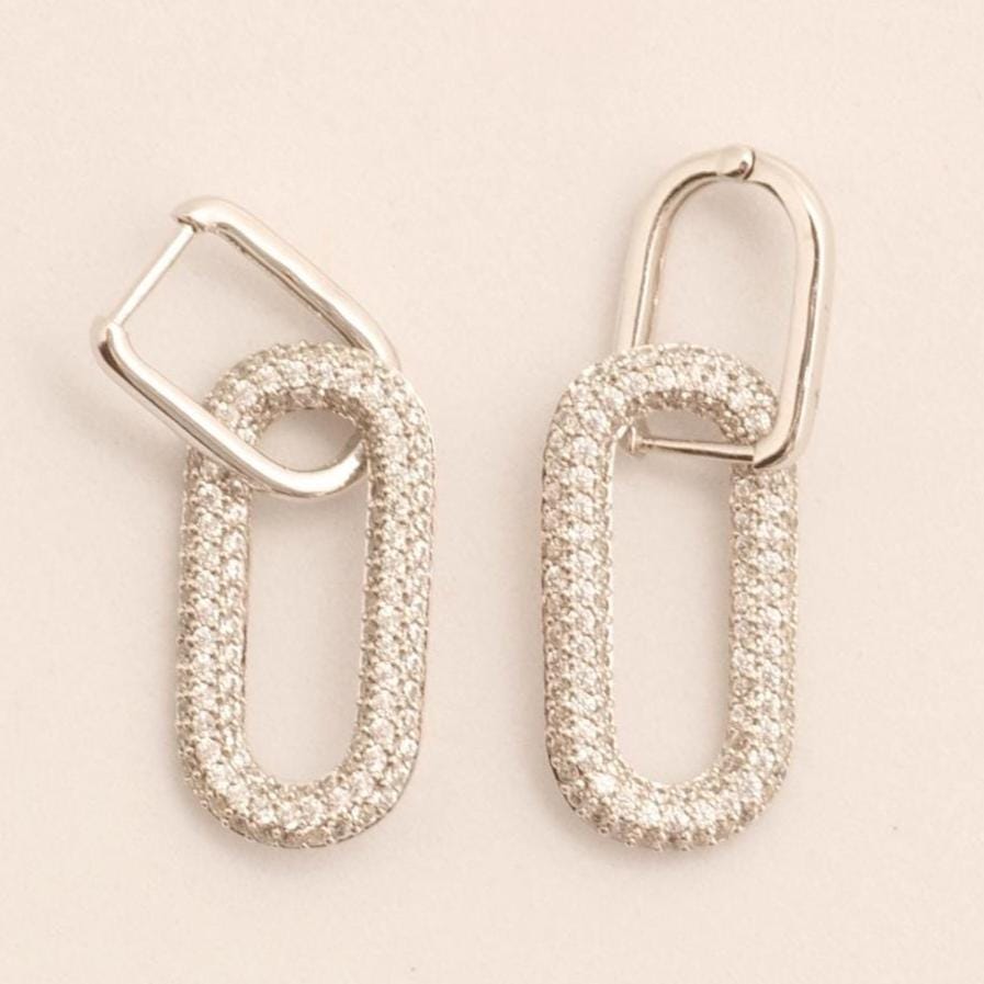 Paperclip Link Diamond Hoop Earrings