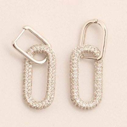 Paperclip Link Diamond Hoop Earrings