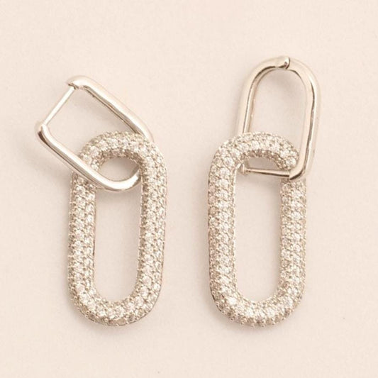 Paperclip Link Diamond Hoop Earrings
