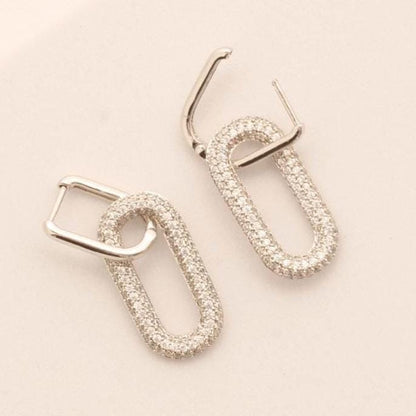 Paperclip Link Diamond Hoop Earrings