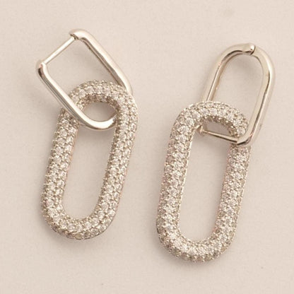 Paperclip Link Diamond Hoop Earrings