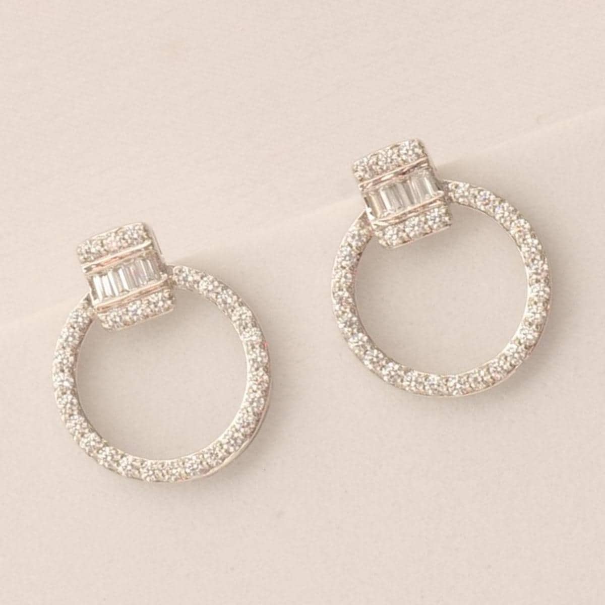 Circle Baguette Diamond Earrings