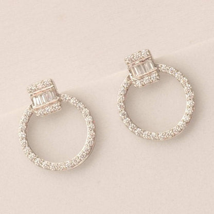 Circle Baguette Diamond Earrings