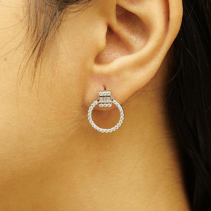 Circle Baguette Diamond Earrings