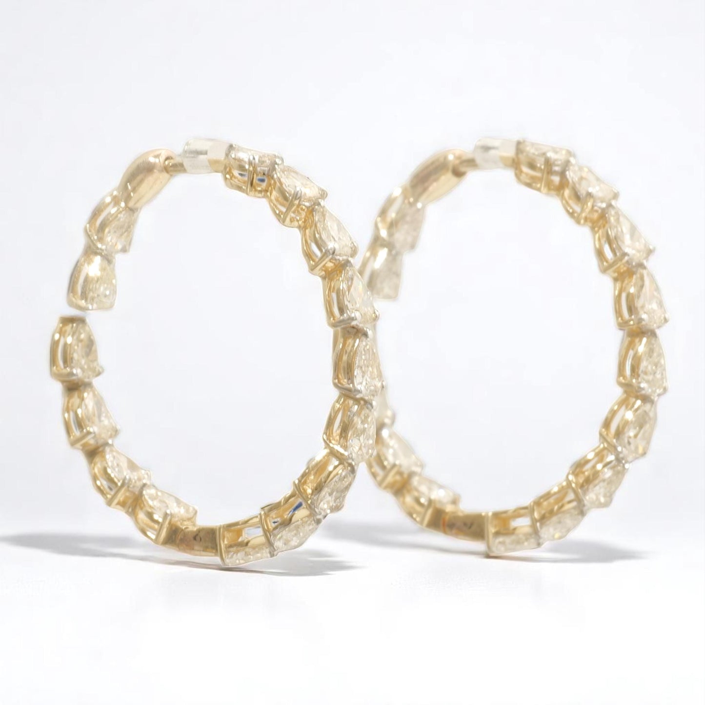 Teardrop Diamond Hoop Earrings